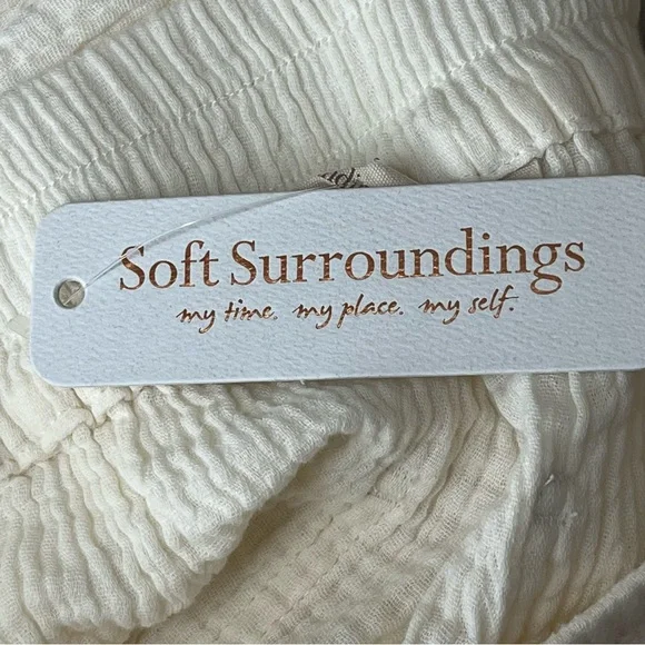 SOFT SURROUNDINGS NWT BEACH BOUND PULL ON GAUZE CROP PANTS ECRU Size Large - Picture 5 of 15